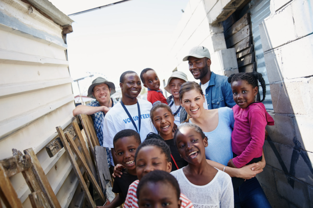 People smiling in a community